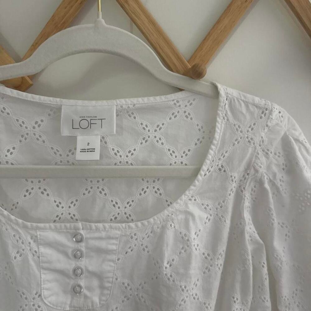 White eyelet blouse by loft - Picture 6 of 6